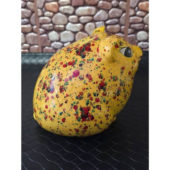 Unique Yellow Speckled Handmade Piggy Bank - Picture 5 of 8